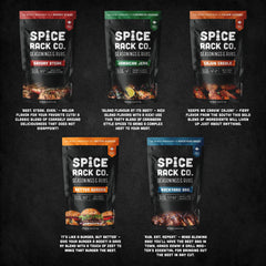 Spice Rack Co. uso en parrilla con hamburguesa para mejorar jugosidad