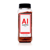 Spiceology envase frontal de Aleppo Pepper Flakes, presentación comercial y frescura