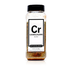 Spiceology chimichurri frente del envase muestra tamaño y conveniencia