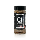 Spiceology frasco delantero Cowboy Campfire mostrando etiqueta clara y tamaño