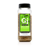 Spiceology Garlic Junkie vista frontal del envase y tapa resellable, fácil uso