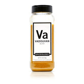Spiceology vadouvan frasco delantero mostrando etiqueta y tamaño conveniente