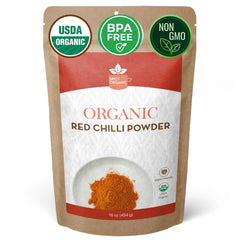 SPICY ORGANIC presentación frontal del paquete con diseño claro y tamaño 454 g