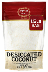Spicy World bolsa frontal mostrando coco deshidratado y facilidad de uso