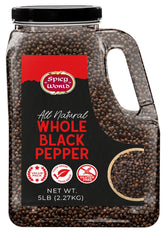 Spicy World frasco frontal 5 lb de pimienta negra para almacenamiento prolongado
