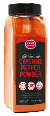 Spicy World frasco frontal mostrando 16 oz y cierre sellado