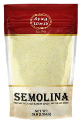 Spicy World empaque frontal de harina de sémola con información clara y fácil uso
