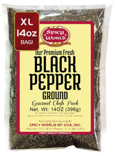 Spicy World bolsa de 14 oz vista frontal, envase práctico y ahorro