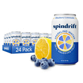 Spindrift lata frente azul limón arándano mostrando diseño y frescura