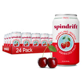 Spindrift Cherry lata frente mostrando diseño y refresco natural