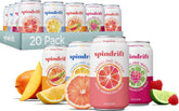Spindrift frente del pack mostrando los cuatro sabores y variedad