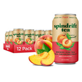 Spindrift lata frontal Peach Green Tea mostrando diseño y beneficio natural