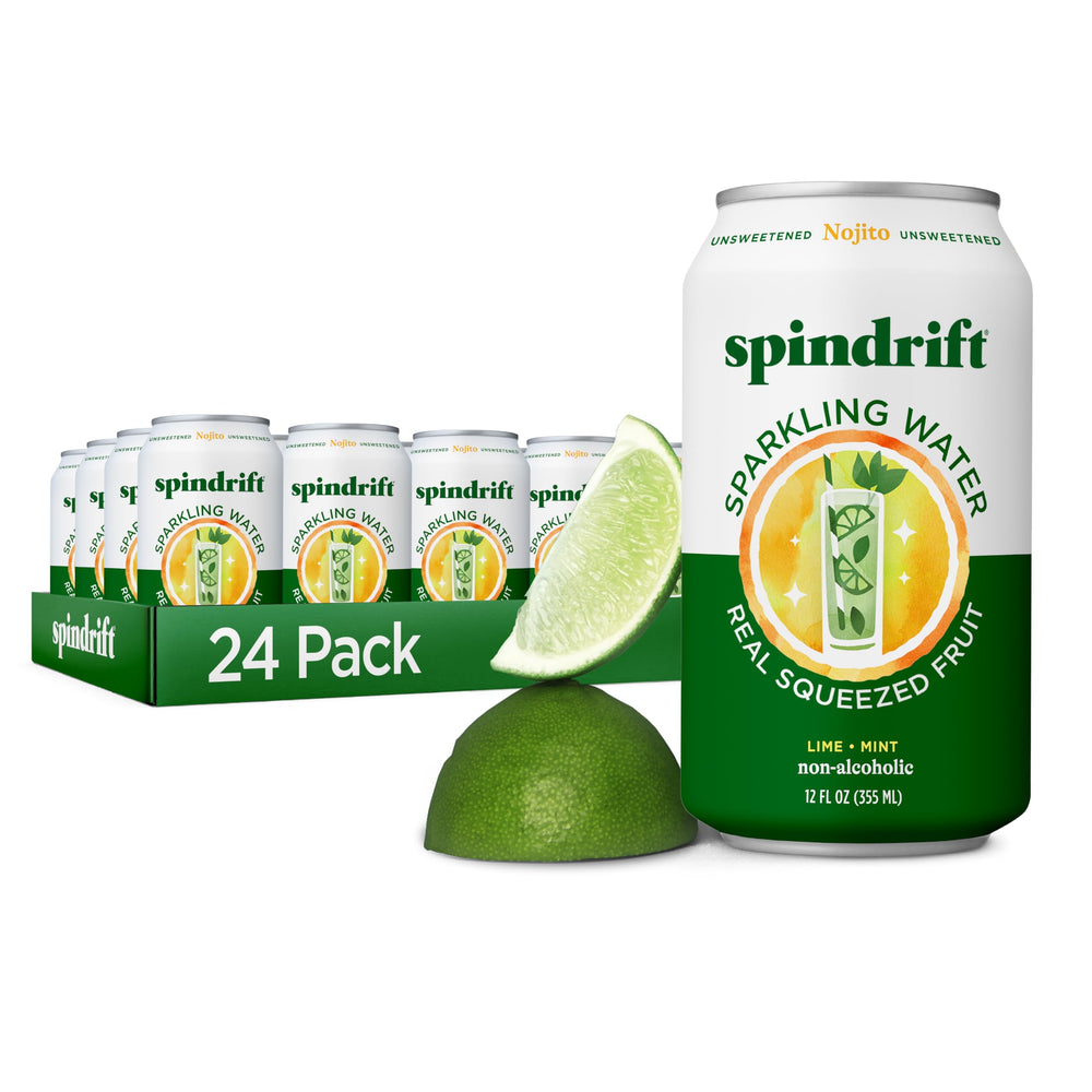 Spindrift lata frente mostrando diseño y frescura