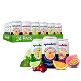 Spindrift pack frontal mostrando 24 latas, presentación clara y atractiva