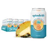 Lata Spindrift Pineapple vista frontal mostrando diseño y tamaño, refresca instantáneamente