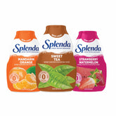 SPLENDA pack de tres botellas frontal mostrando variedad y conveniencia