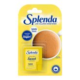 SPLENDA envase frontal con 500 tabletas, práctico y sin calorías