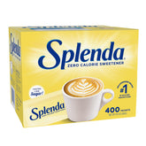 SPLENDA sobre packaging frontal mostrando el logo y cantidad — práctico a primera vista
