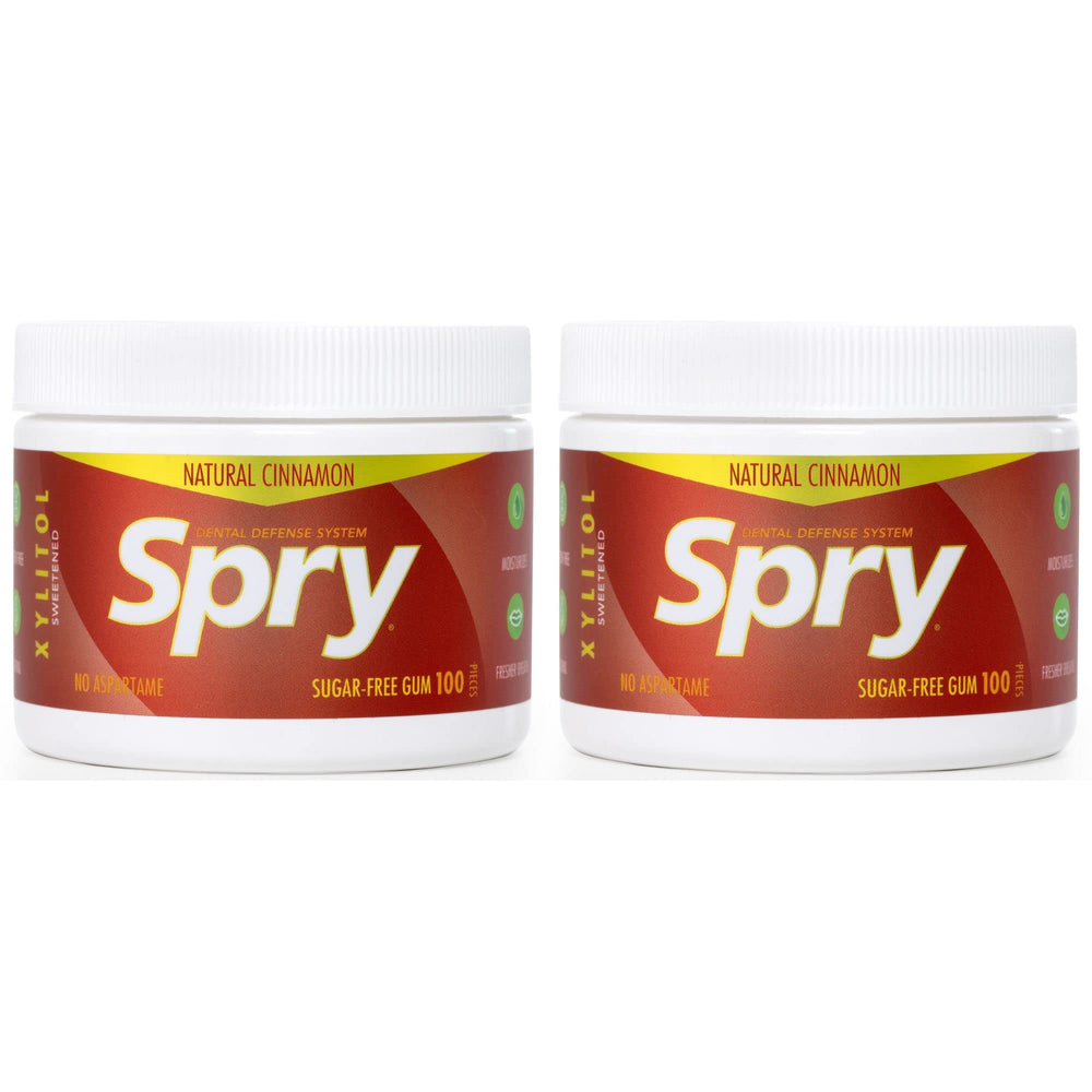 Spry chicle canela vista frontal con envase práctico y refresco inmediato