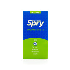 Comparación de tamaño Spry chicle junto a monedas para referencia de escala