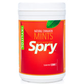 Spry mints canela frontal del envase mostrando 1200 unidades y conveniencia