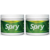 Spry envase frontal del chicle spearmint mostrando el diseño y conveniencia