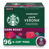 Starbucks Caffè Verona frente del paquete mostrando diseño y cantidad 96 cápsulas