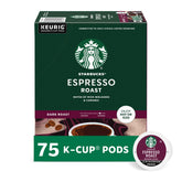 Starbucks frente de la caja de 75 cápsulas K-Cup que muestra la marca y cantidad