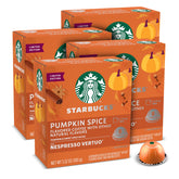 Starbucks cápsula Vertuo caja frontal mostrando la edición Pumpkin Spice y conveniencia