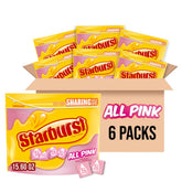 Starburst bolsa frontal mostrando caramelos rosados y facilidad para compartir