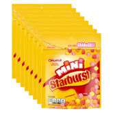 Starburst frente del paquete mostrando bolsas resellables y variedad de sabores