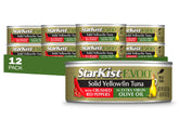 StarKist lata frontal Yellowfin con pimiento rojo, presentación atractiva y lista para usar