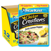 StarKist pouch delantero mostrando el envase y sabor zesty lemon pepper, práctico y listo para comer