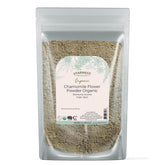 Starwest Botanicals bolsa frontal de manzanilla en polvo mostrando sello orgánico