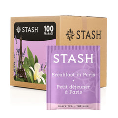 Stash caja frontal mostrando 100 bolsitas, presentación práctica y aromática