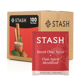 Stash Decaf Chai Spice frente del empaque mostrando la caja, conservación del sabor