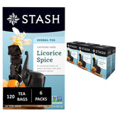 Stash frente del empaque mostrando seis cajas y 120 bolsitas, conserva frescura