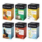 Stash pack frontal con seis cajas que muestra variedad y conveniencia
