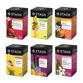 Stash empaque frontal del pack de 6 sabores mostrando cajas y marca