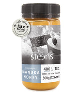 Steens frasco frontal mostrando etiqueta y sellado, confianza y origen