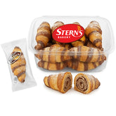 Stern’s Bakery croissant de canela frente del envase mostrando el empaque y frescura