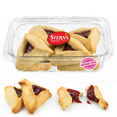 Stern's Bakery paquete frontal de hamentaschen sin azúcar mostrando 10 unidades y conveniencia