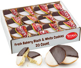 Stern's Bakery galleta frontal con glaseado blanco y chocolate, aspecto apetitoso