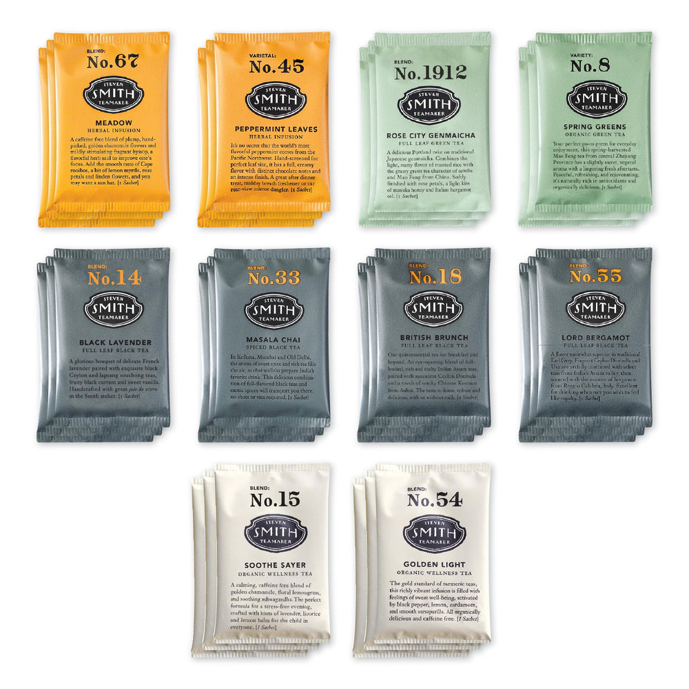 STEVEN SMITH TEAMAKER frontal del pack de 30 sachets que facilita la elección