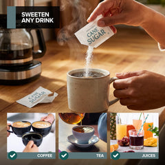 Stock Your Home comparación de tamaño con taza, muestra porción de 2,55 g