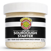 Stoney's Sourdough Starter frasco frontal mostrando etiqueta y cierre seguro que garantiza conservación