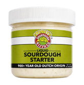 Stoney's Sourdough Pizza Co frasco frontal con etiqueta clara y cultivo listo para activar
