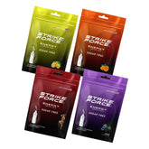 Strike Force empaque frontal del pack variedad 4 sabores mostrando sobres y diseño