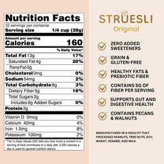 Struesli primer plano de textura crujiente con trozos visibles para apetito