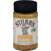 Stubb's frasco frontal con etiqueta visible mostrando sabor texano